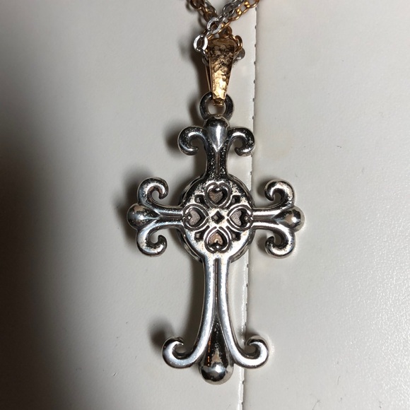 BRIGHTON CROSS W/TOPAZ CRYSTAL ON GOLD & SILVER - Picture 3 of 6